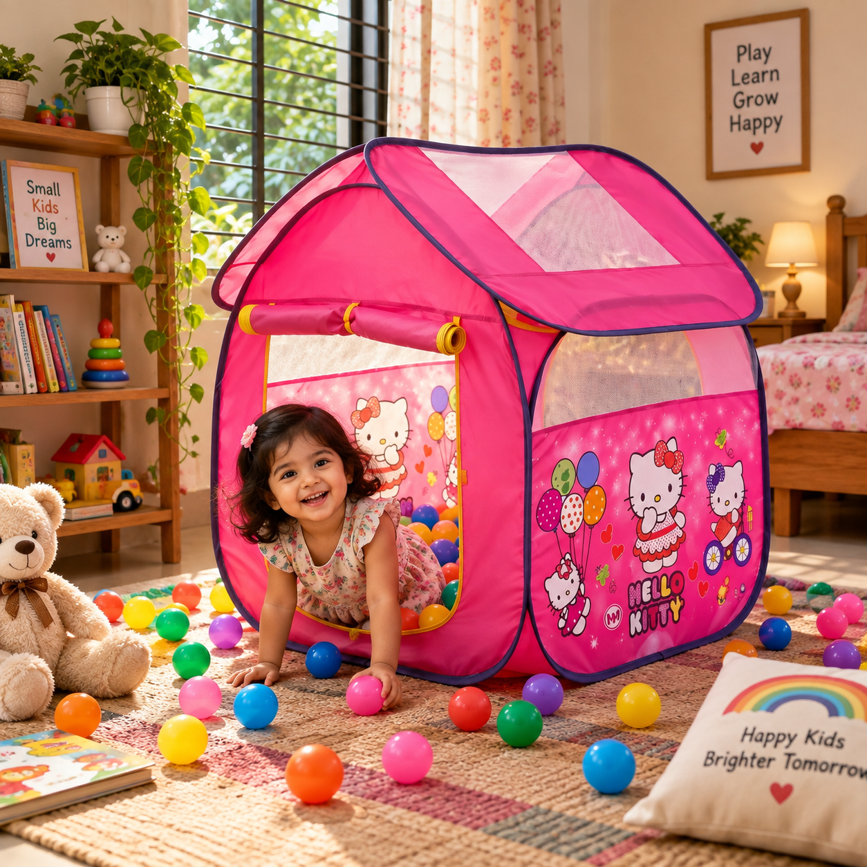 đ Kureghor Foldable Kids Tent House With 100 Pcs Play Balls