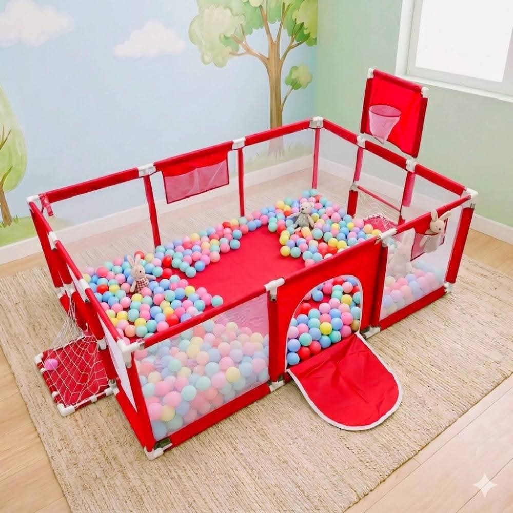 Kids Large Ball Pool Playpen with Basketball & Golf