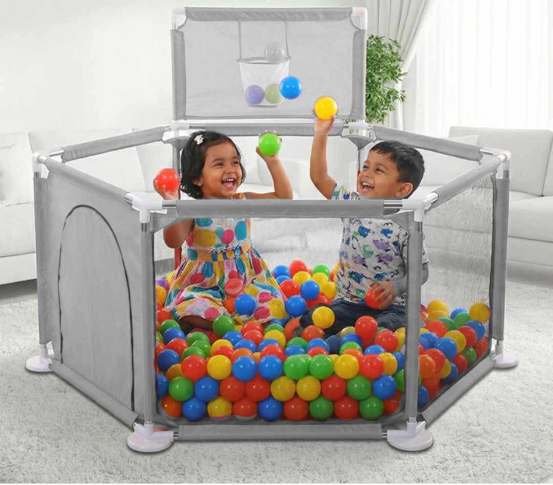 Kids Ball Pool Playpen with Basketball Hoop
